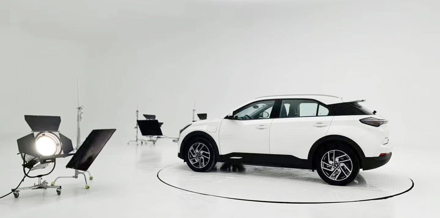 Weizhong premium car photography turntable in a professional studio